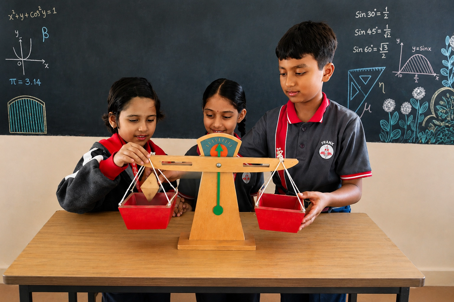 Students exploring globe