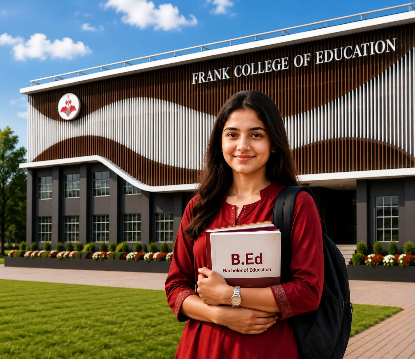 Frank College of Education campus with B.Ed student